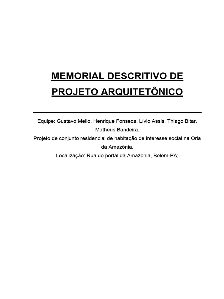 Memorial Descritivo de Conjunto Habitacional | PDF | Apartamento