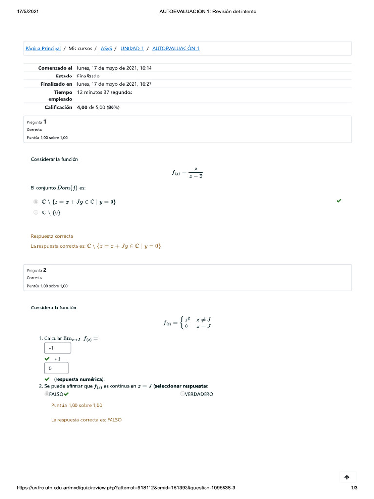 AUTOEVALUACIÓN 1 - Revisión Del Intento 2 | PDF