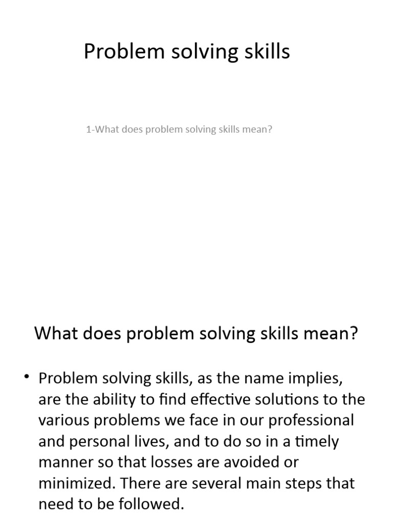 Enhancing Problem Solving Skills | PDF | Career & Growth | Self-Improvement