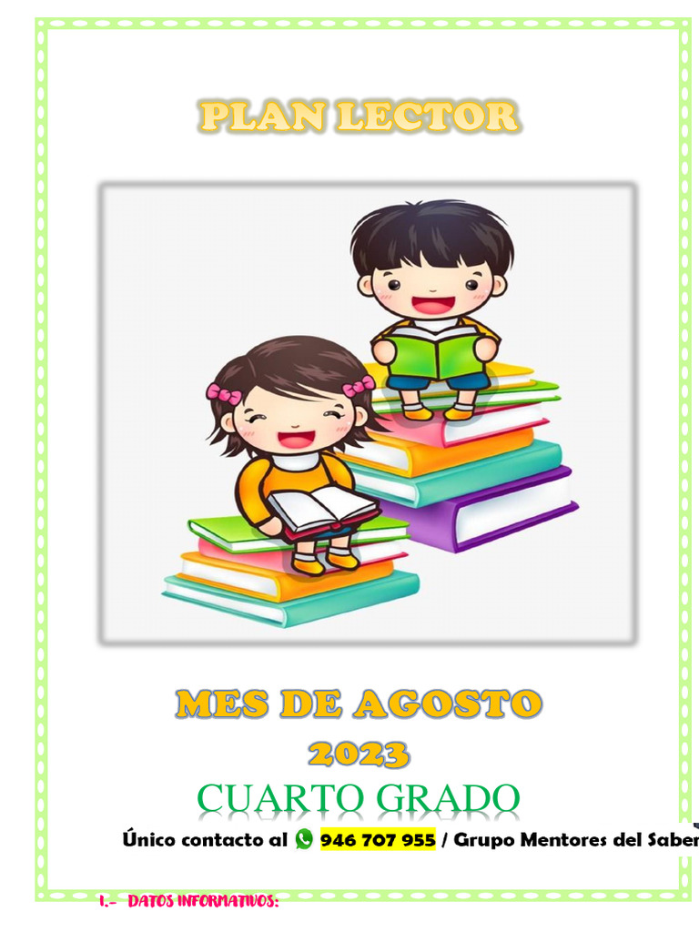 Plan Lector para Cuarto Grado | PDF | Comprensión lectora | Enseñando