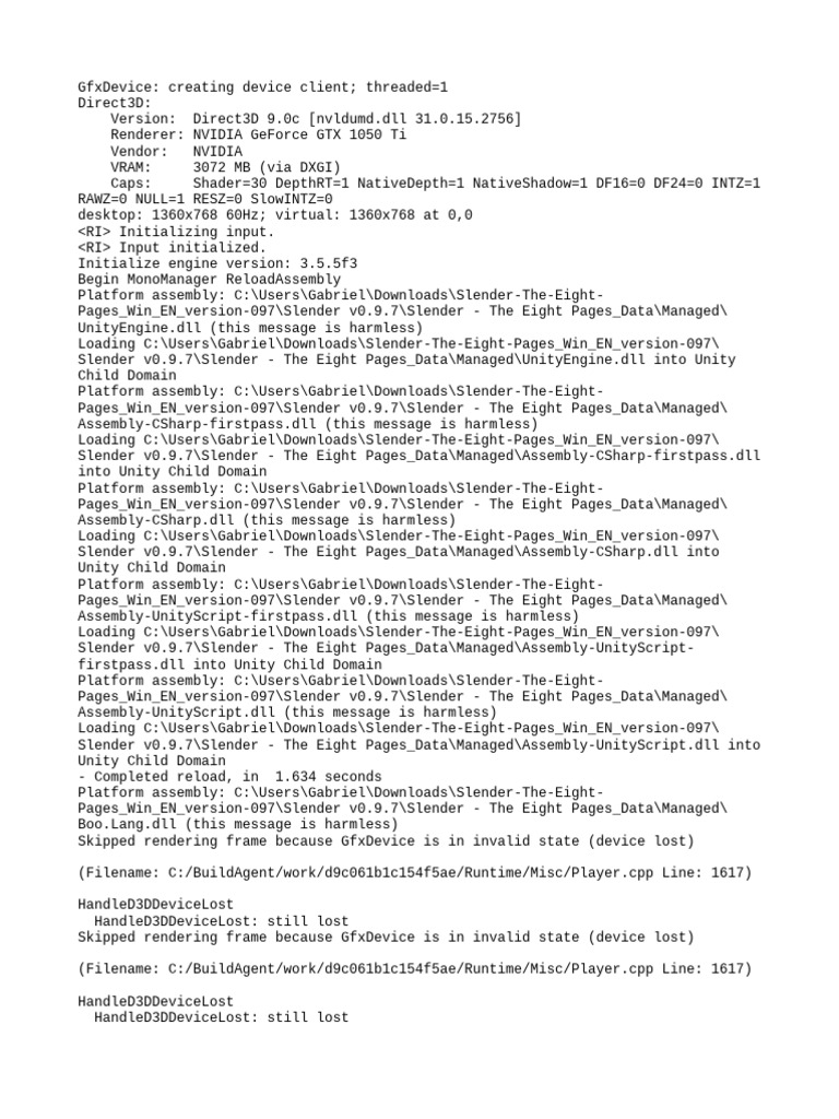 Output log pdf unity game engine computing platforms