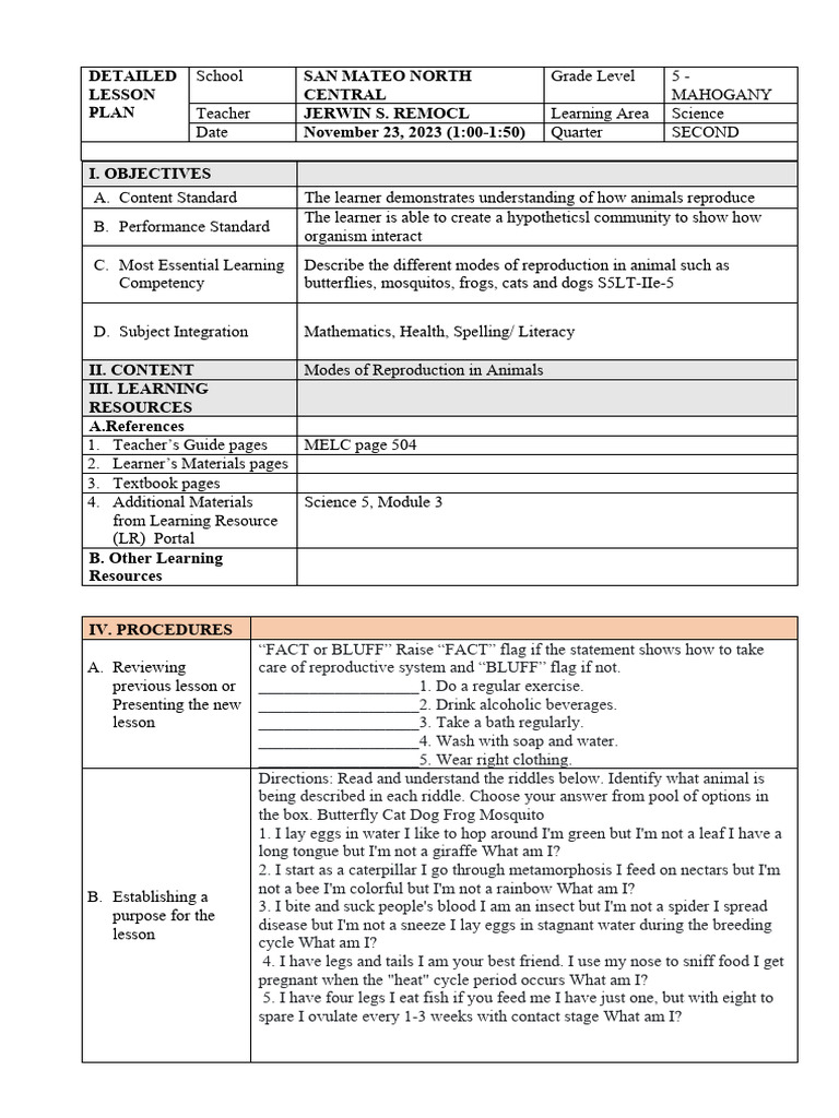 Cot 4 PDF Reproduction Sexual Reproduction