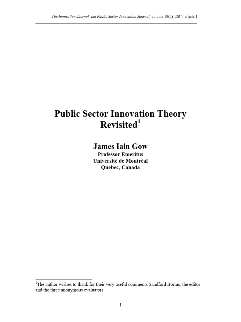 Public Sector Innovation Theory Analysis | PDF | Theory | Innovation