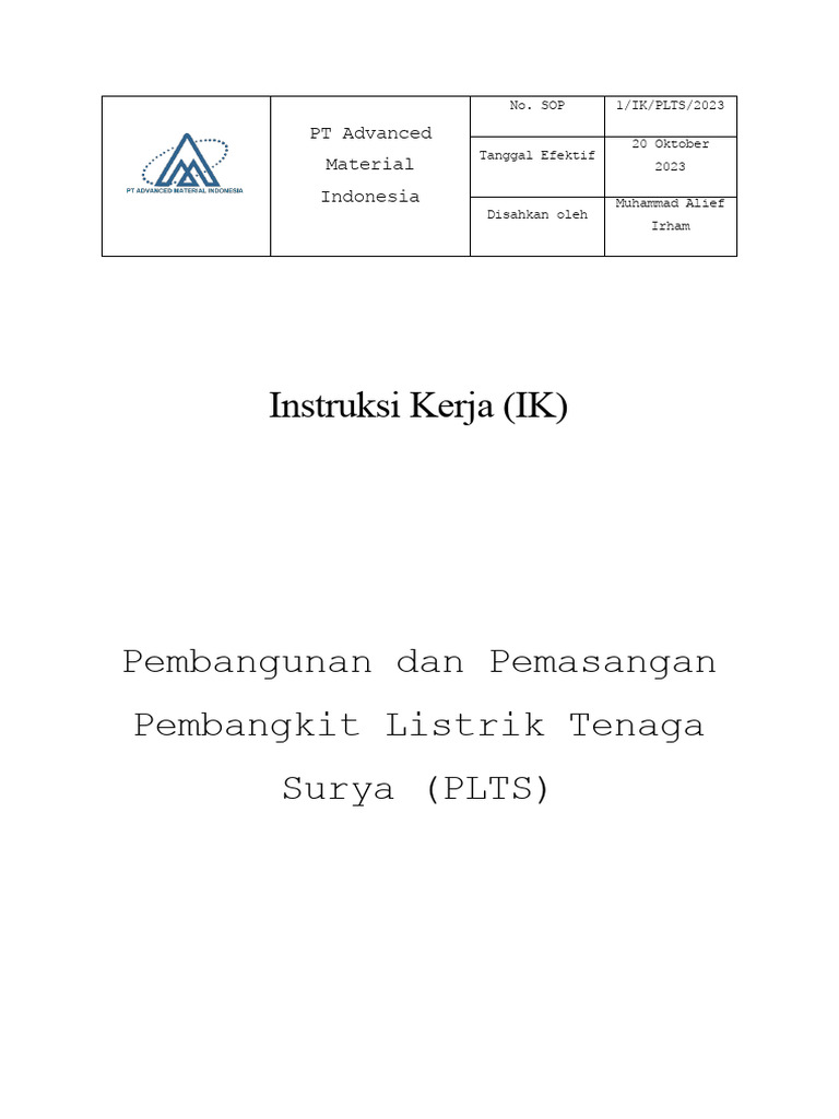 Instruksi Kerja | PDF | Komputer