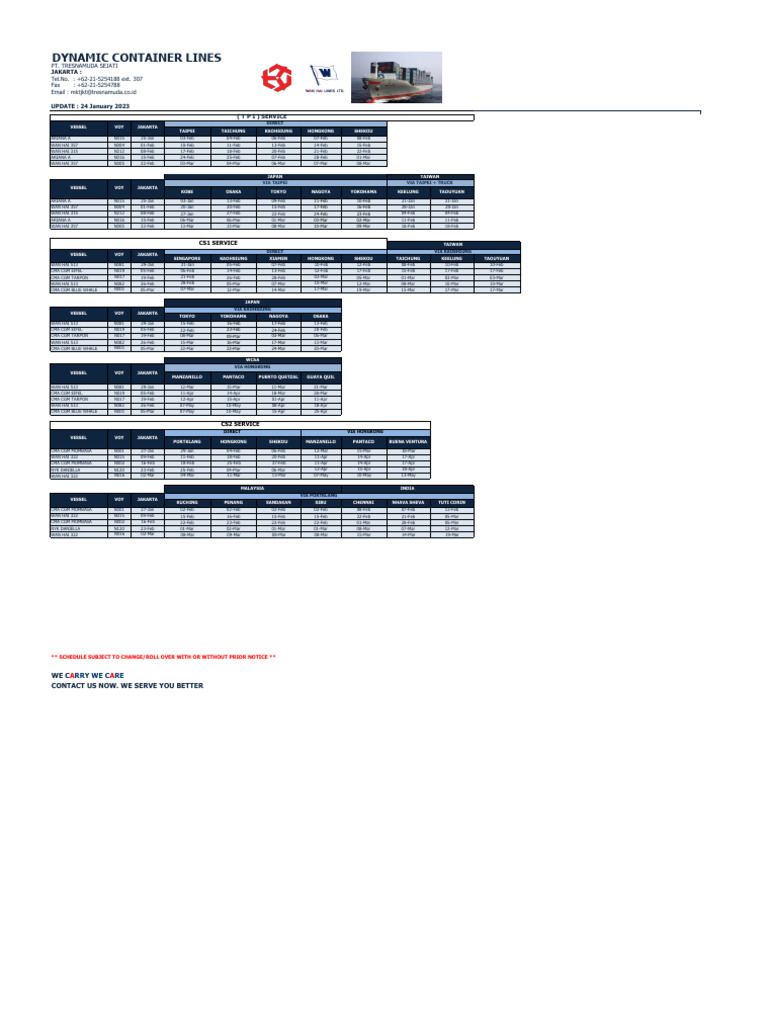 Dynamic Container Lines Schedule Update | PDF