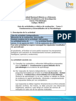 Guía de Actividades y Rúbrica de Evaluación - Unidad 1 - Tarea 2 - Fundamentos y Generalidades de La Psicobiología