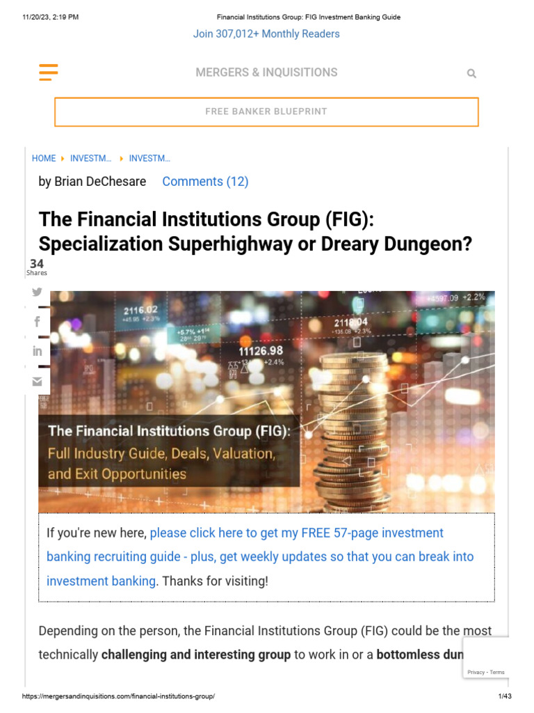 Mergers Inquisitions Financial Institutions Group FIG Investment