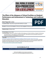 The Effect of The Adequacy of School Facilities On Students Performance and Achievement in Technology and Livelihood Education