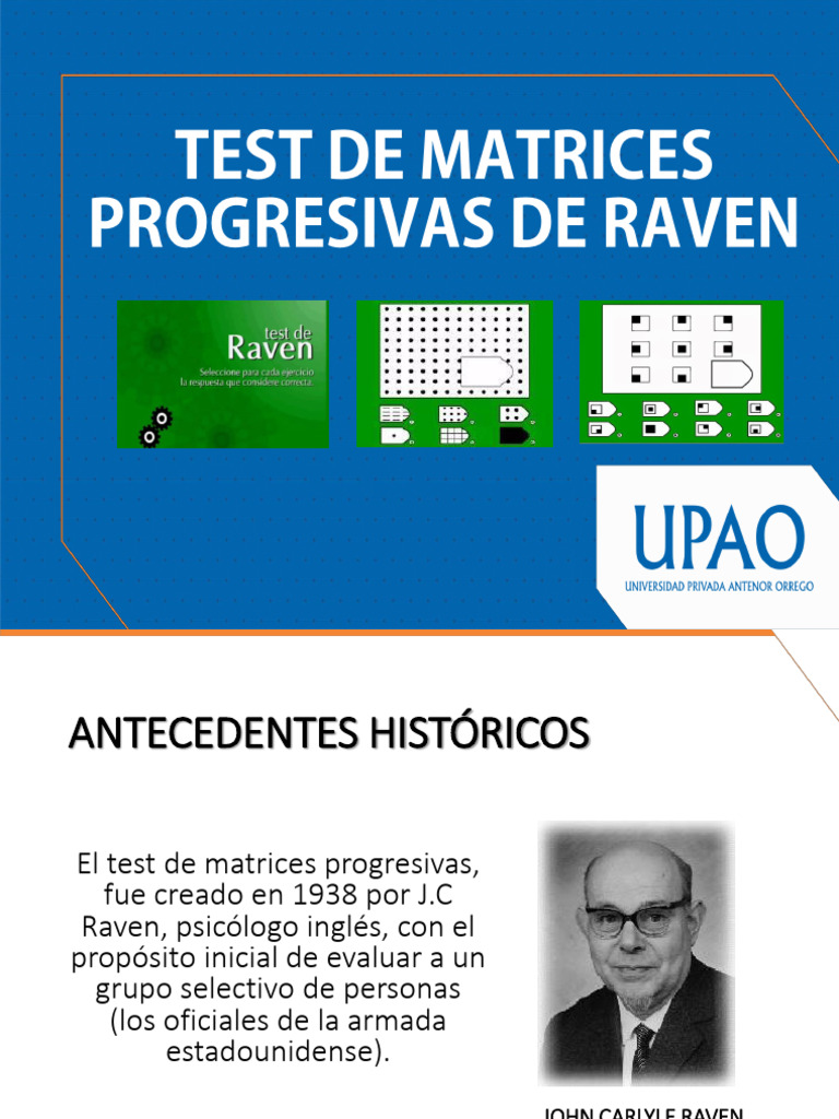 Sesión 3 (Práctica) Test de Matrices Progresivas Raven PDF Inteligencia Ciencia cognitiva