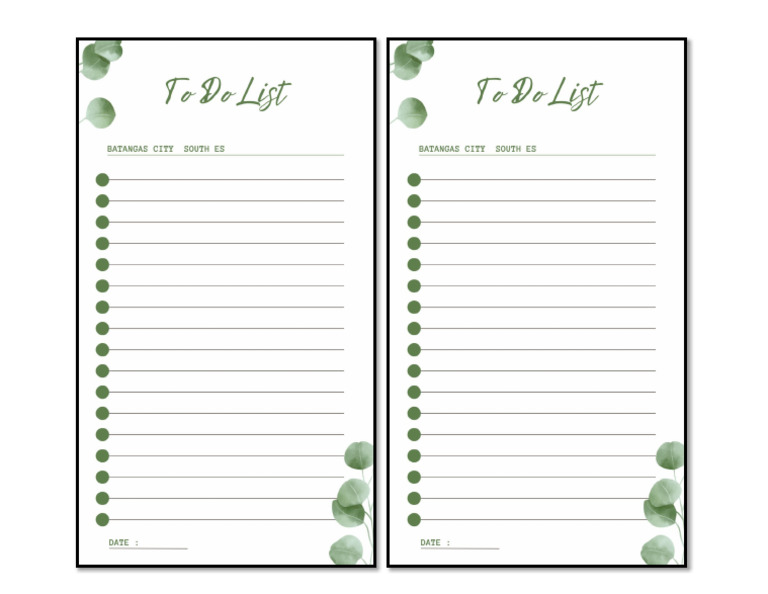 To Do List - Template | PDF