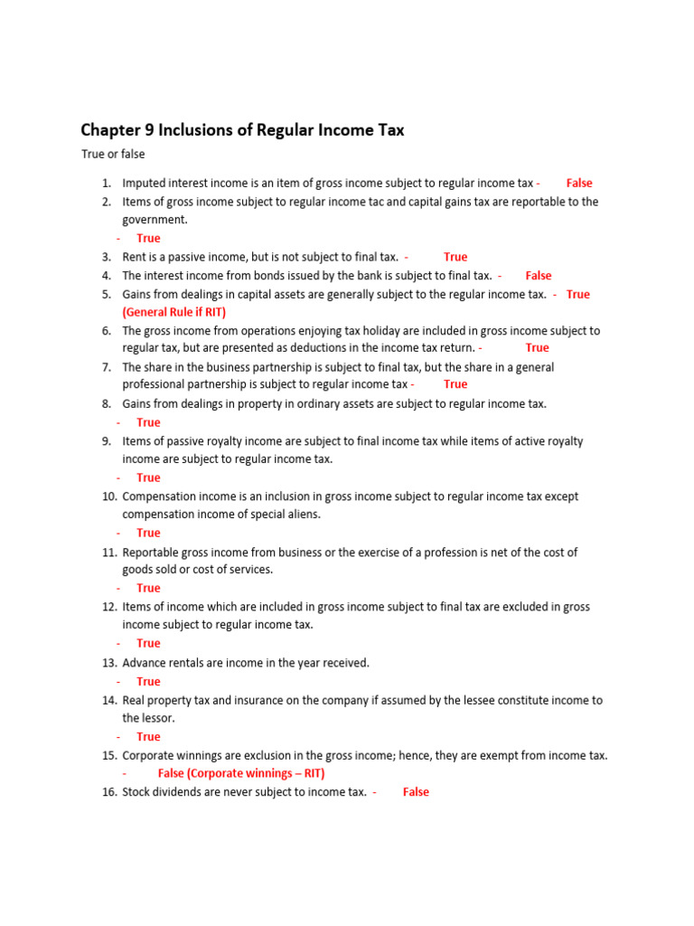 Income Tax Inclusions and Exemptions | PDF | Cost Of Living | Gross Income