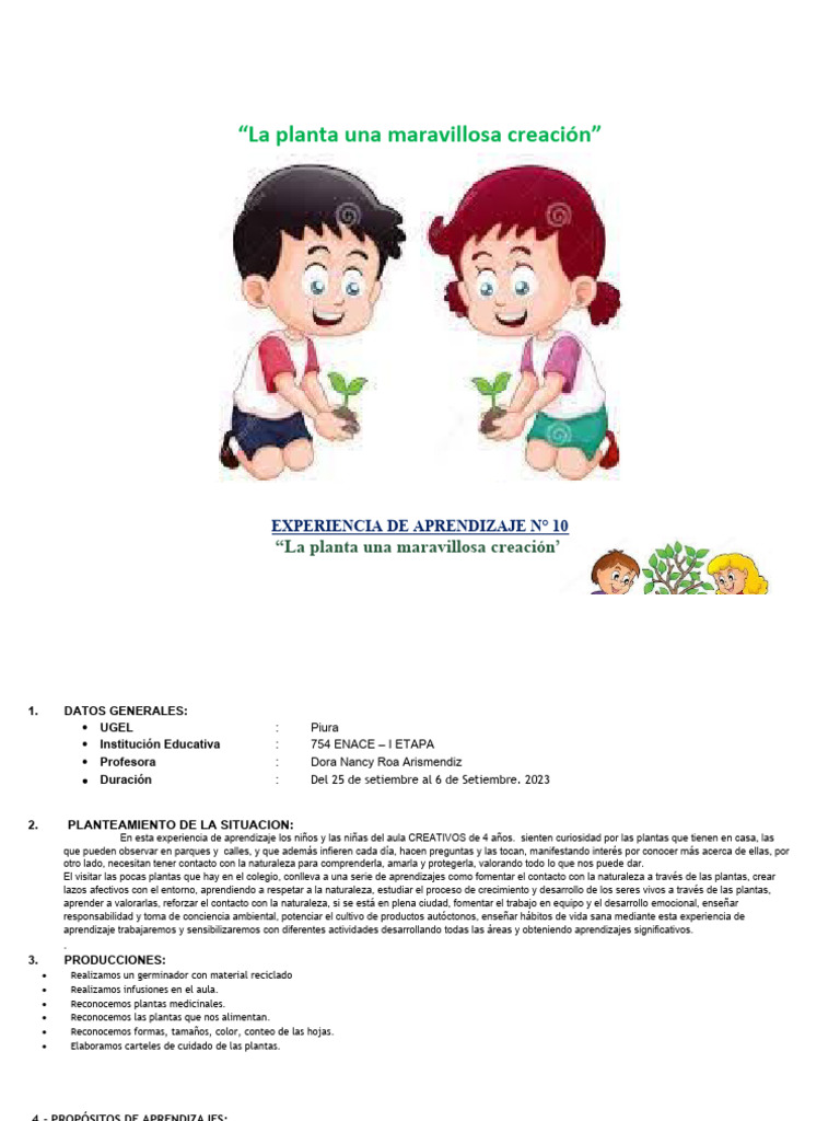 Proyecto Las Plantas 2023 Setiembre | PDF | Comunicación no verbal ...