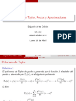 Polinomios de Taylor, Restos y Aproximaciones (Versión Impresa)