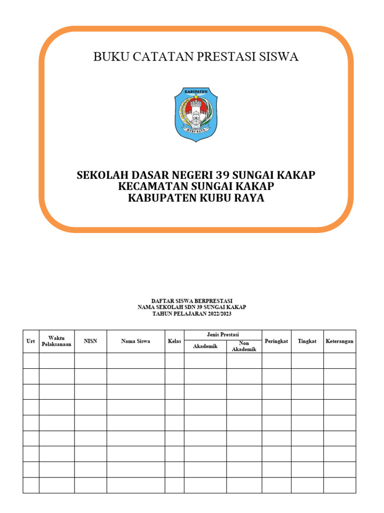 Buku Catatan Prestasi Siswa SD 39 | PDF