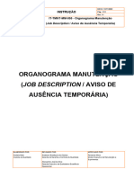 Organograma Manutenção (Job Description / Aviso de Ausência Temporária)