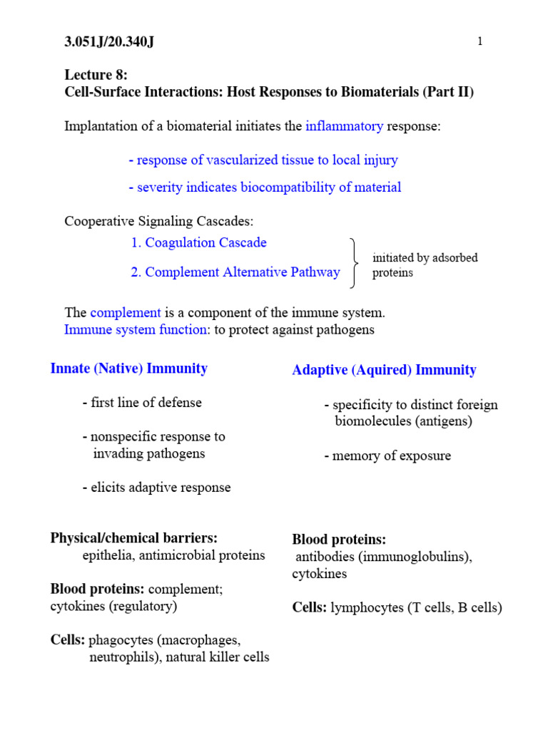 Lecture 8 | PDF | Complement System | Immune System