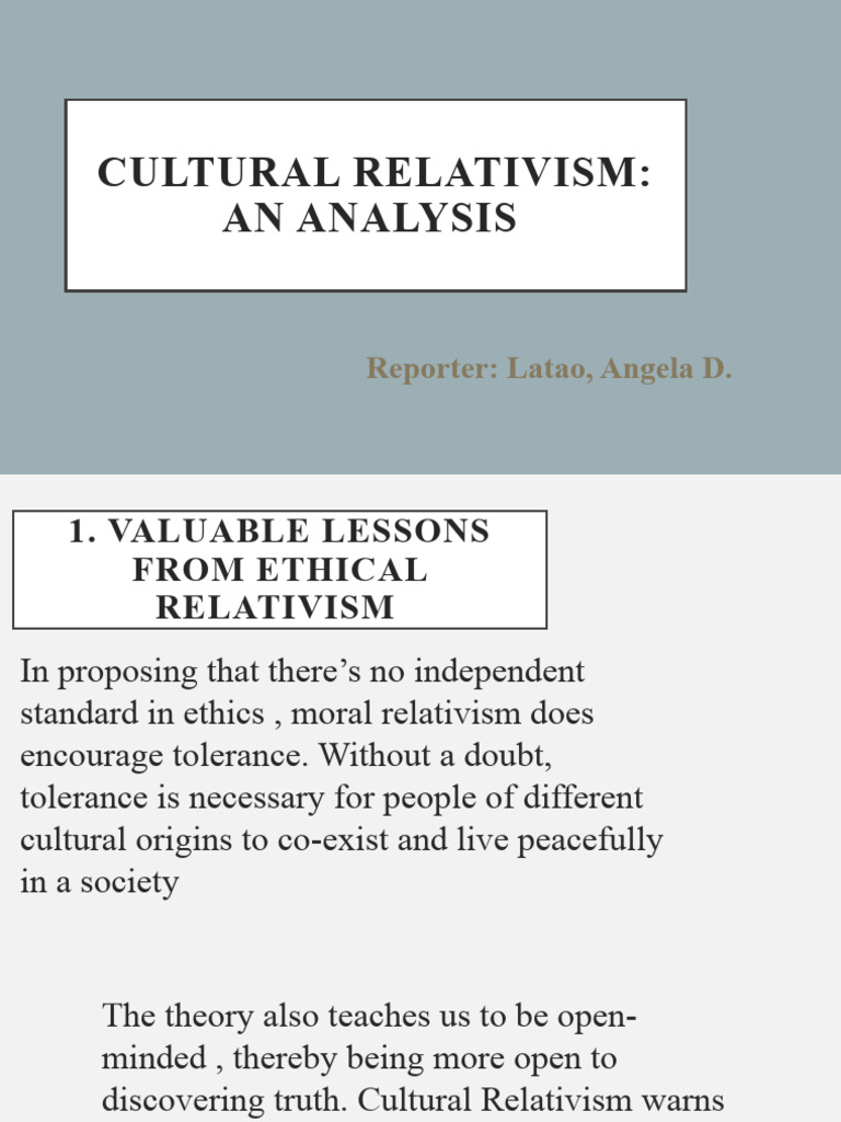 Ethics Cultural Relativism Pdf Relativism Morality