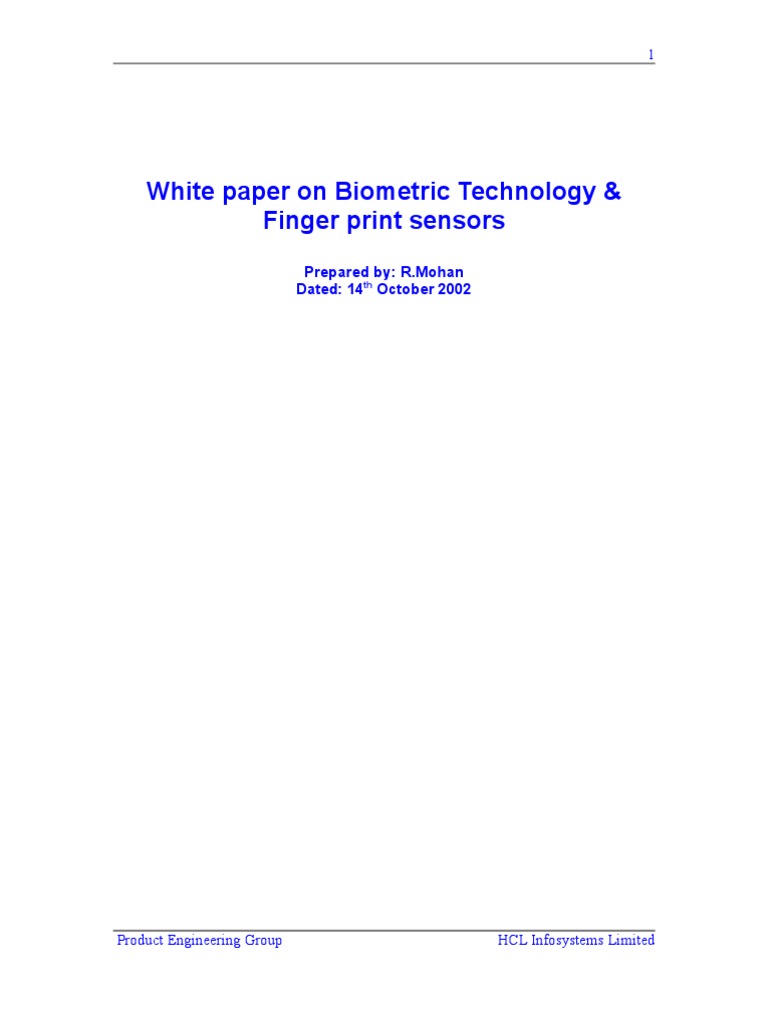 White Paper On Biometric Technology & Fingerprint Sensors | PDF