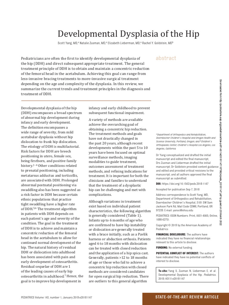 Developmental Dysplasia of The Hip | PDF | Hip | Diseases And Disorders