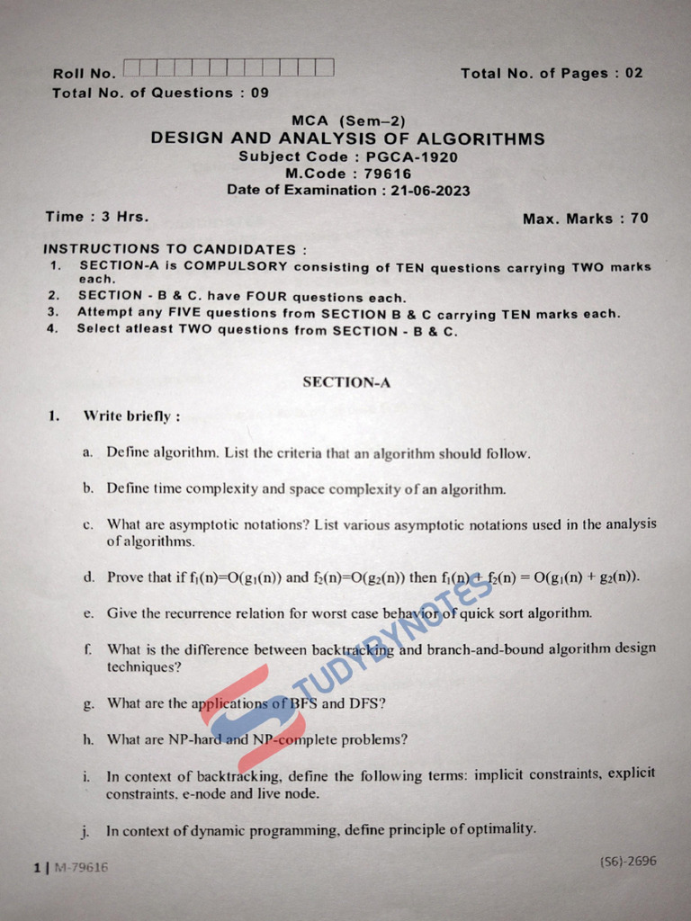 Daa (Sem2) June23 | PDF