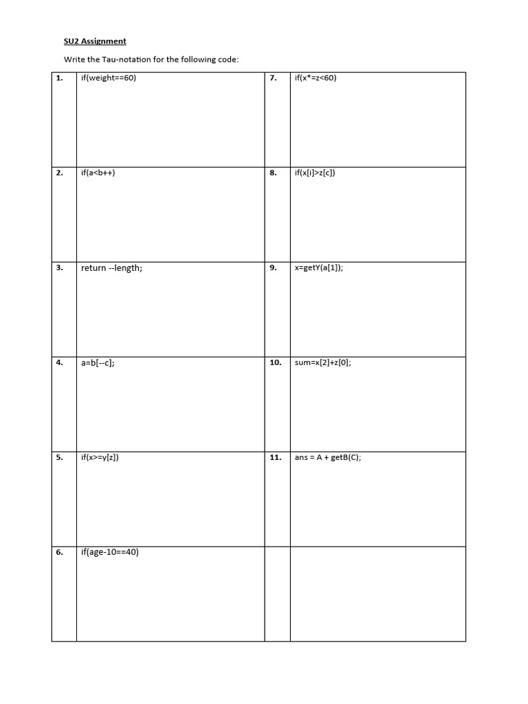 Tau-Notation and Code Analysis Assignment | PDF