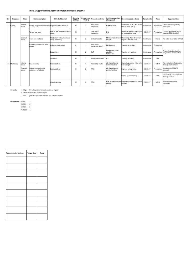 Risk and Opportunity Assessment Template | PDF | Risk | Economies