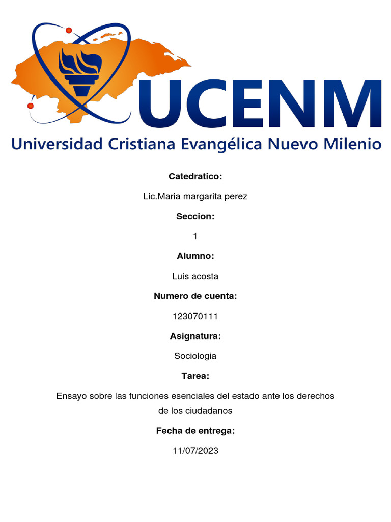 Ensayo De Las Funciones Del Estado PDF Estado pol tica Igualdad