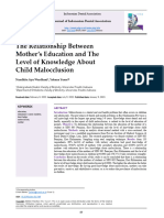 The Relationship Between Mother's Education and The Level of Knowledge About Child Malocclusion