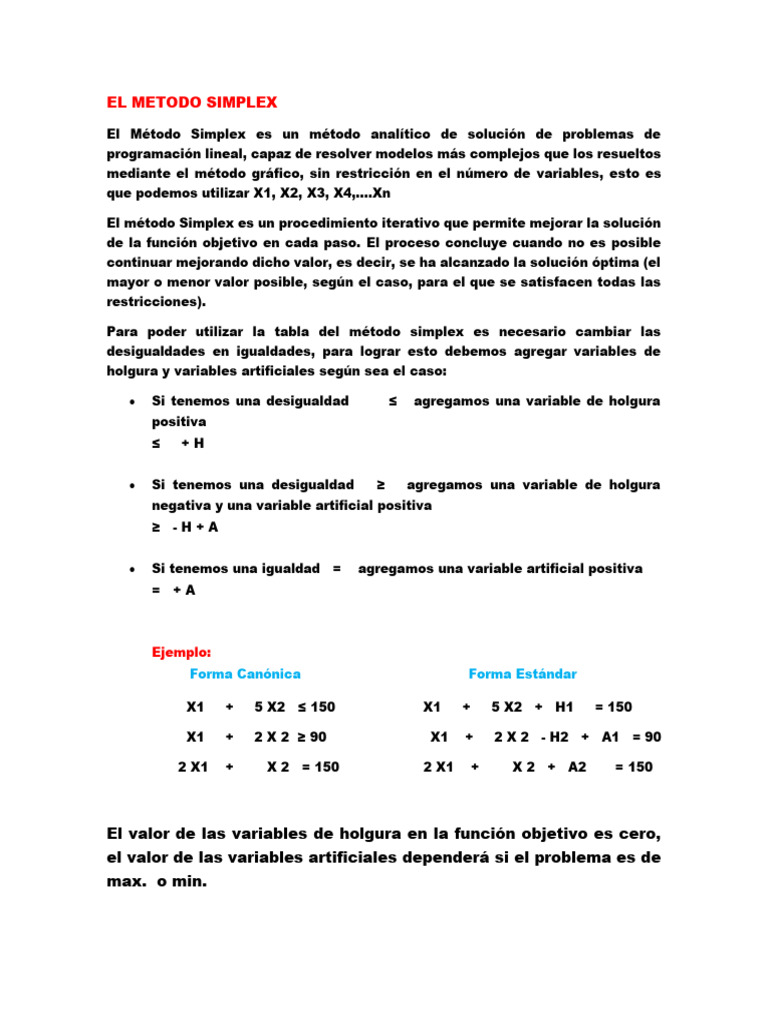 2.3 Metodo Simplex | PDF | Algoritmos | Lógica matemática