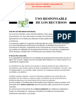 D1 A1 FICHA COM. Leemos Un Texto Sobre El Cuidado Responsable de Los Recursos Naturales.