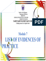 List of Evidences of Practice: Tabontabon Elementary School