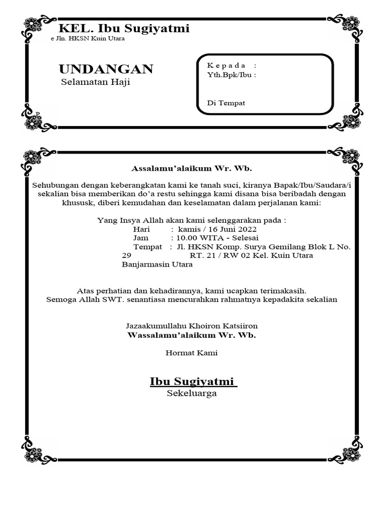 Contoh Undangan Haji Terbaru | PDF