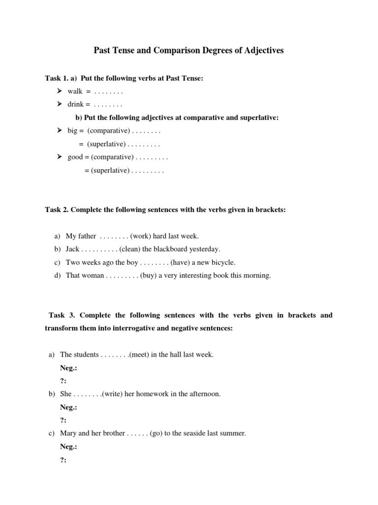 Past Tense and Adjective Comparisons | PDF