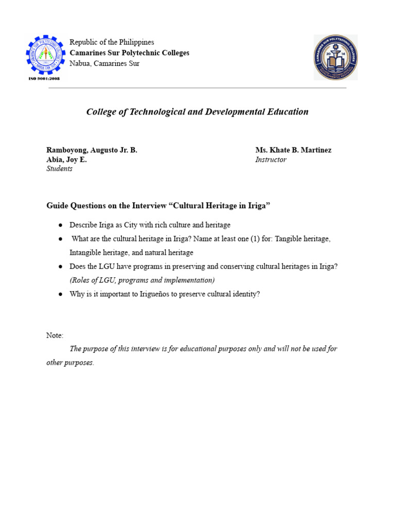 Guide Questions For Interview | PDF