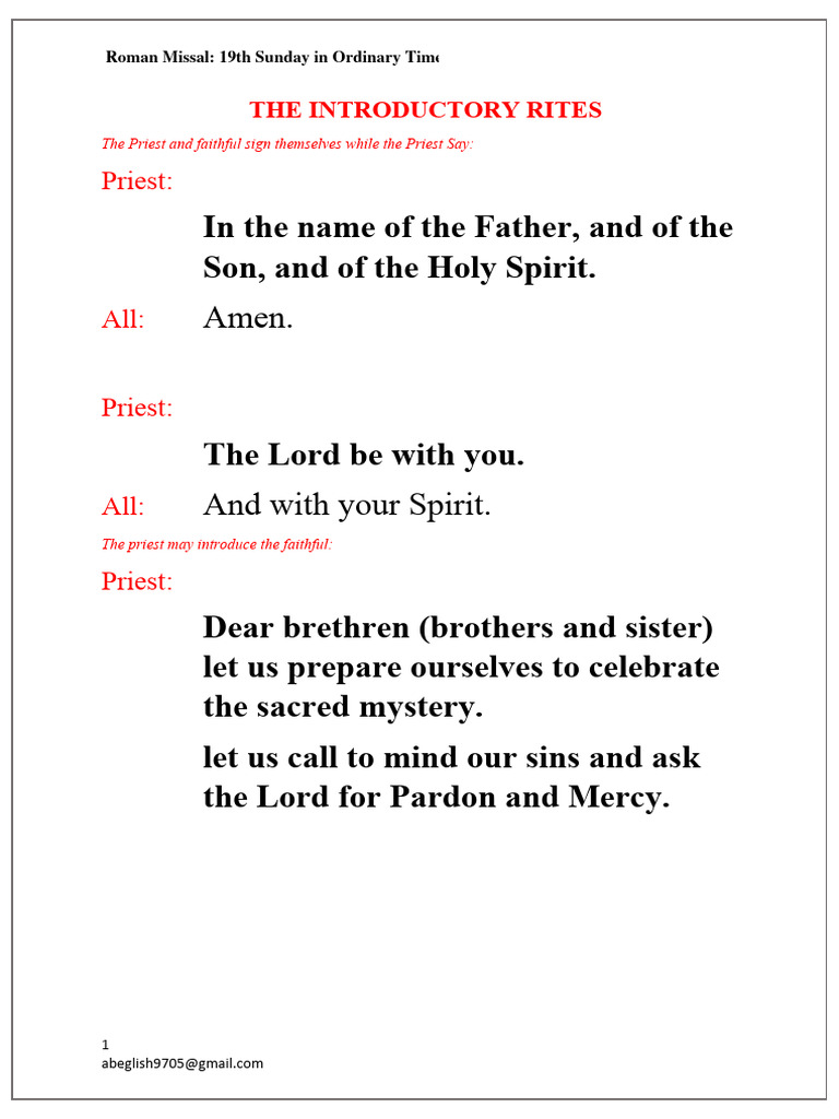 Introductory Rites of the Mass | PDF | Eucharist | Mass (Liturgy)