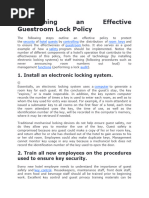 Establishing An Effective Guestroom Lock Policy