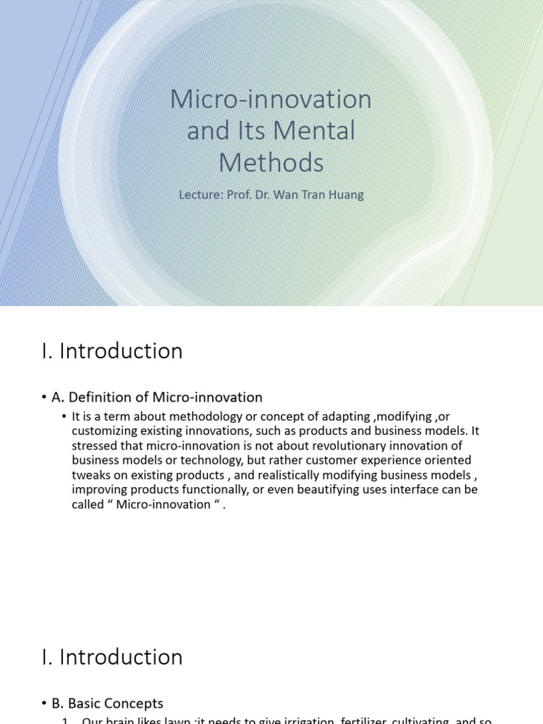 MicroInnovation and Its Mental Methods PDF Creativity Innovation