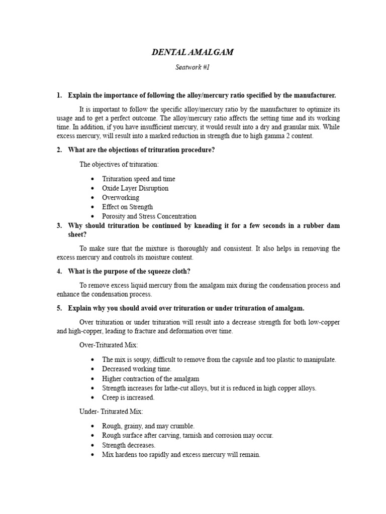 Dental Amalgam PDF Building Materials Chemical Substances