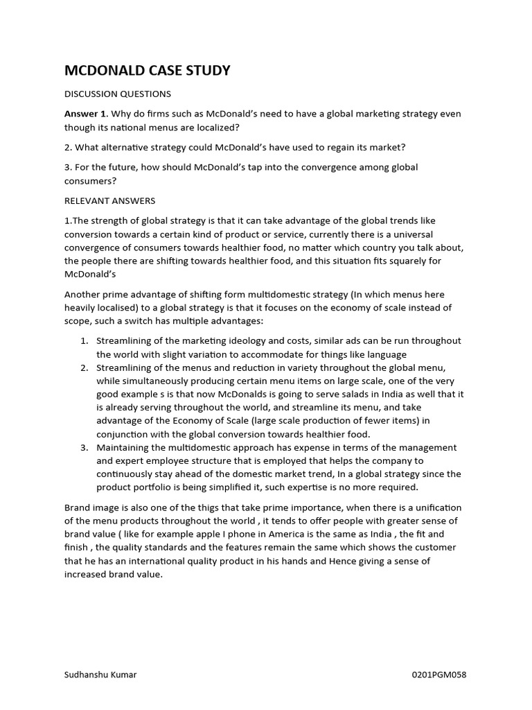 Mcdonald case study pdf
