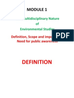 The Multidisciplinary Nature of Environmental Studies: Definition, Scope and Importance, Need For Public Awareness