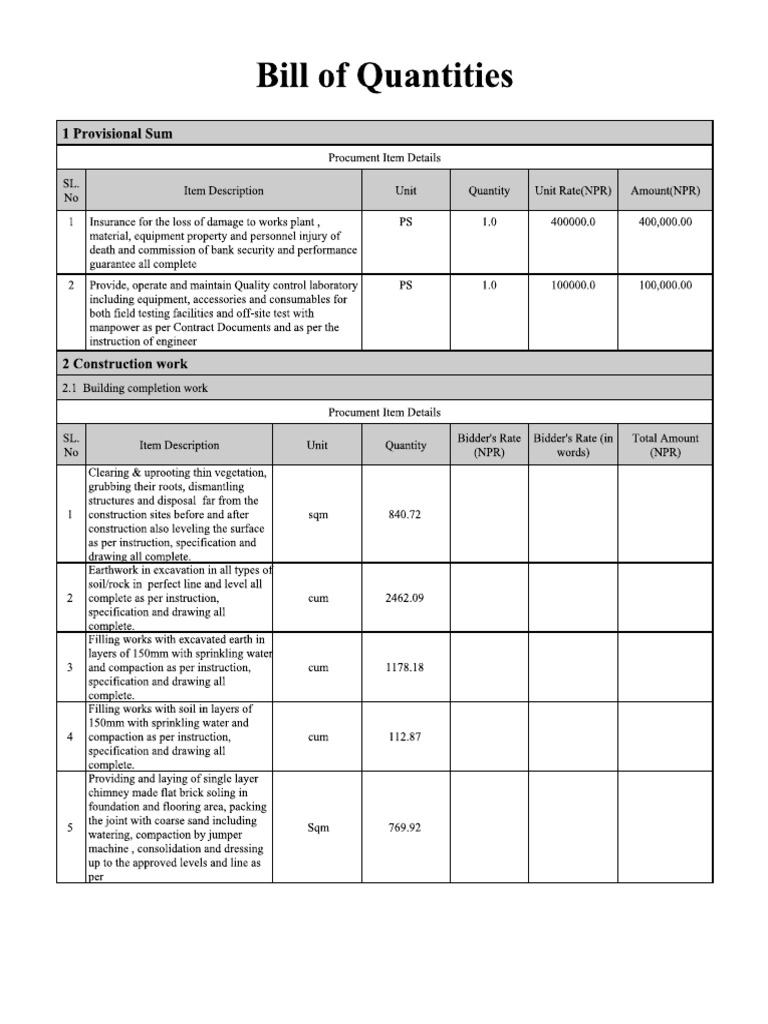 General Building Boq Pdf