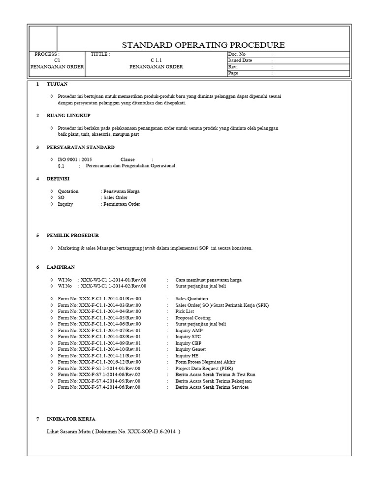 Prosedur Penanganan Order Pelanggan | PDF