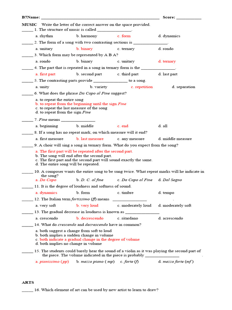 Third Quarter Test MAPEH | PDF | Hand
