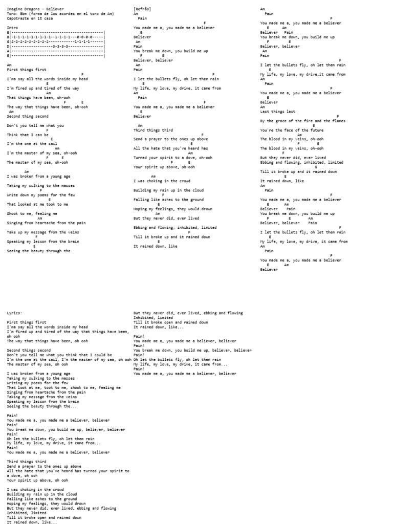 Imagine Dragons Believer Pdf