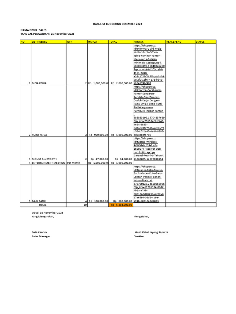 BUDGETING 2024 .XLSX BUDGETING DESEMBER 2 PDF