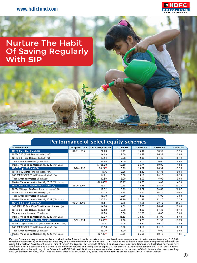 SIP Performance of Select Equity Schemes Leaflet - November 2023 | PDF ...