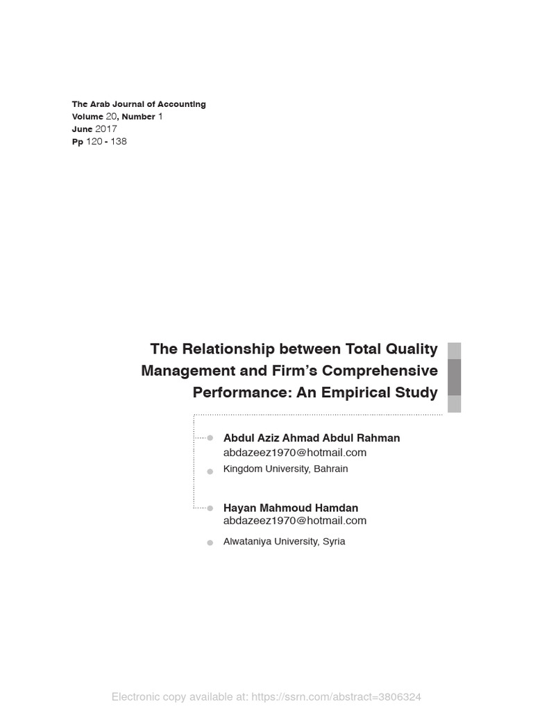 The relationship between total quality management and firm s