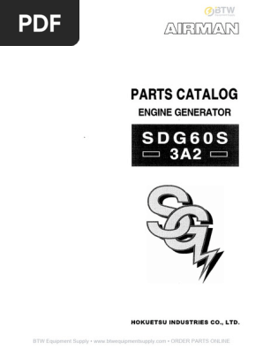 AIRMAN SDG60S 3A2 Parts Catalog Engine Generator BTW | PDF
