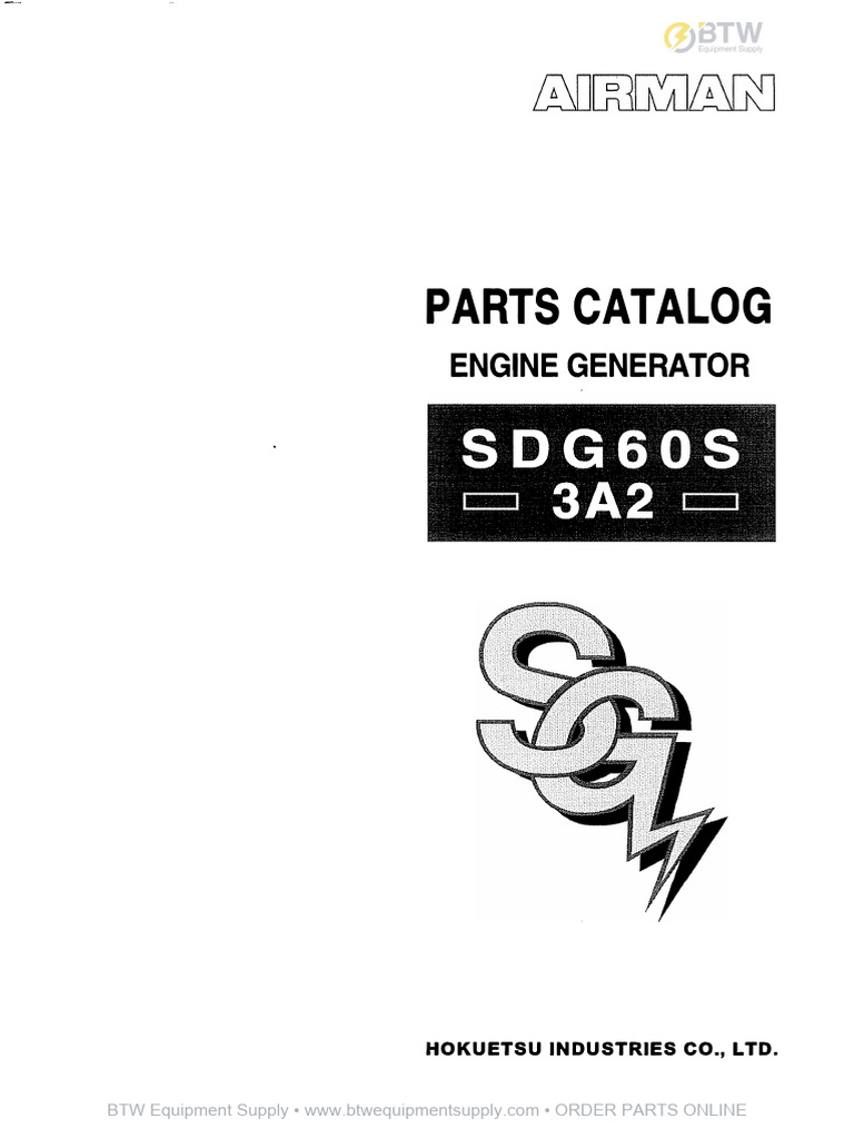 A。ページ AIRMAN SDG60S 3A2 Parts Catalog Engine Generator BTW | PDF