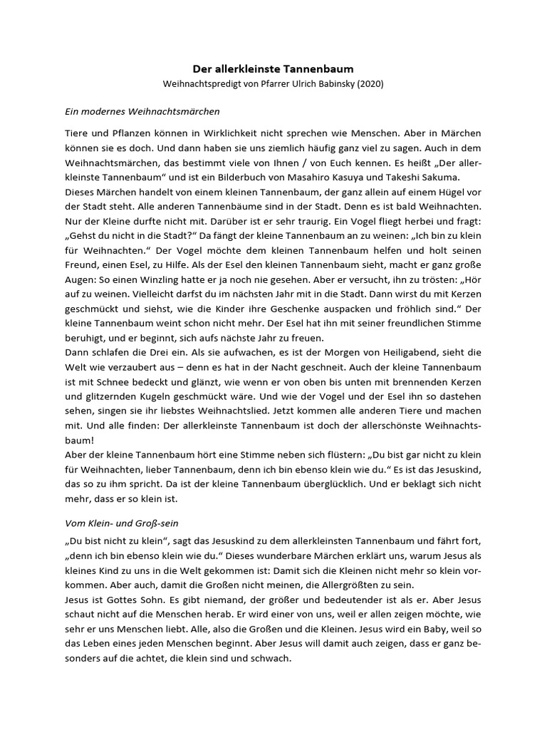 2020 - Der Allerkleinste Tannenbaum | PDF